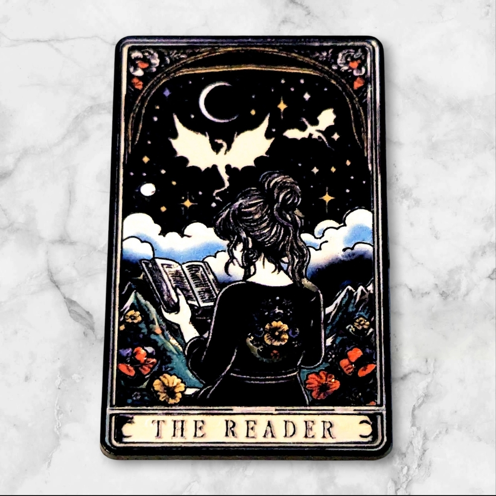 The Reader Whimsical Tarot Card Enamel Pin